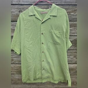 Tommy Bahama Green Casual Button Down Beach Vacation Shirt Silk Large
